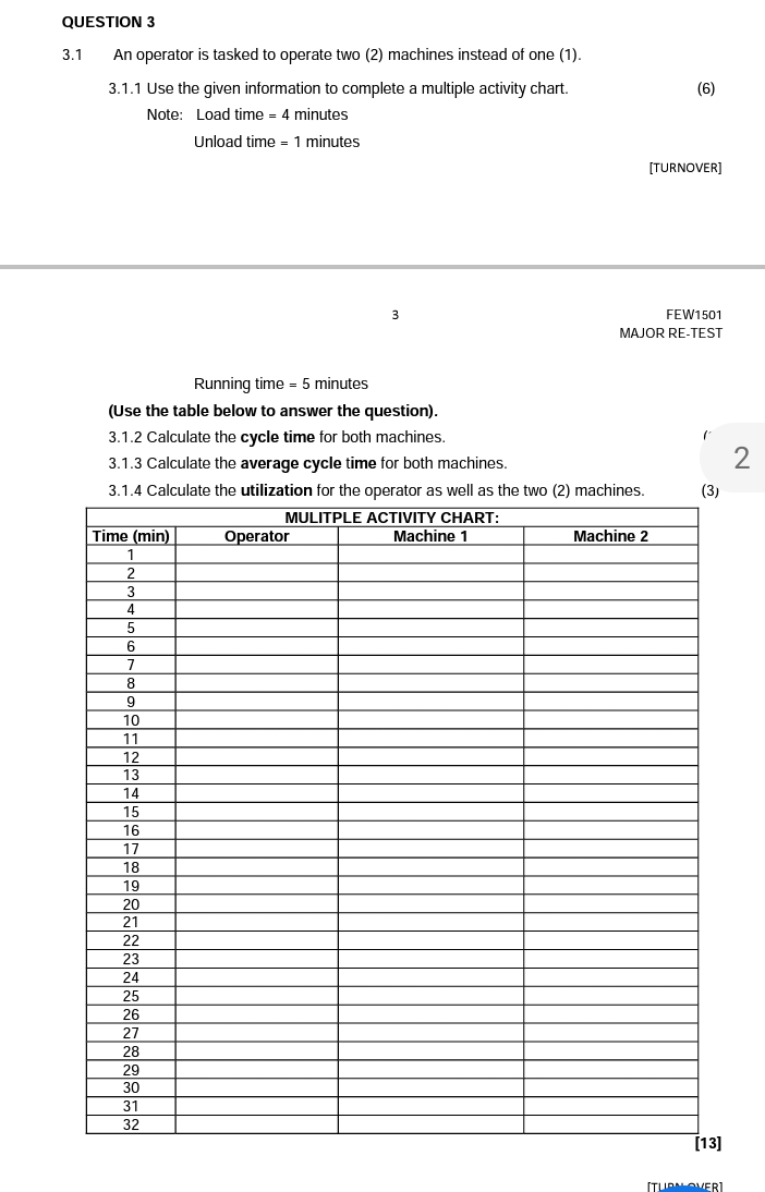 please answer accordingly QUESTION 3 An operator