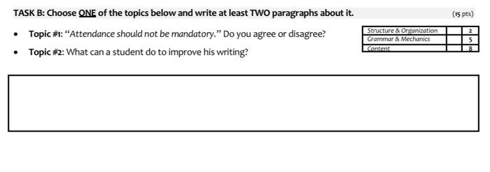 Topic #2 : What can a student do to improve his