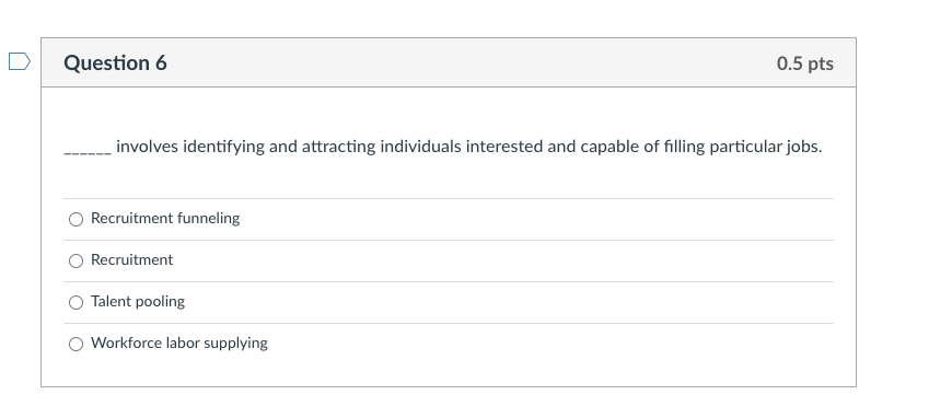 Question 6 0.5 pts involves identifying and