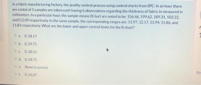 In a fabric manufacturing factory, the quality