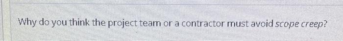 Why do you think the project team or a contractor