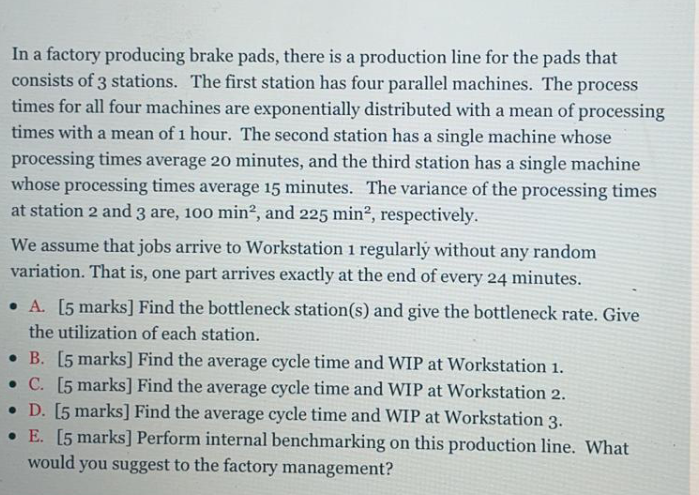 In a factory producing brake pads, there is a