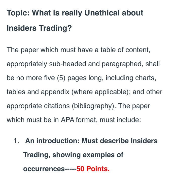 Topic: What is really Unethical about Insiders