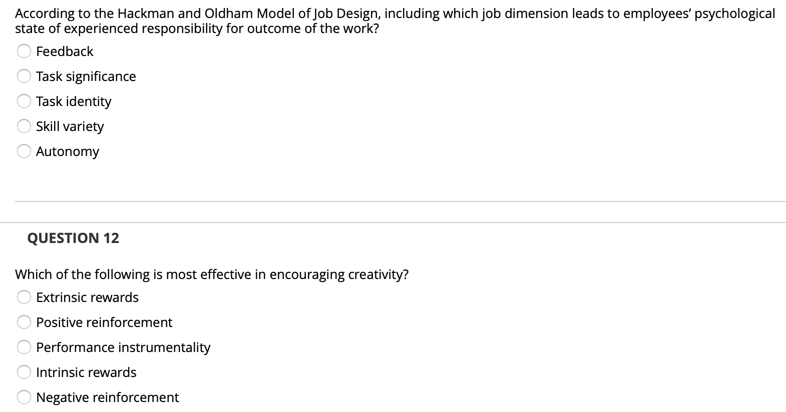 According to the Hackman and Oldham Model of Job