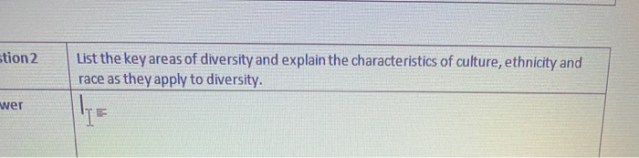what are the key areas of diversity? tion 2 List