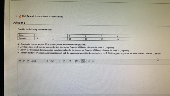 Click Submit to complete this assessment.