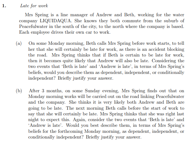 1. Late for work Mrs Spring is a line manager of