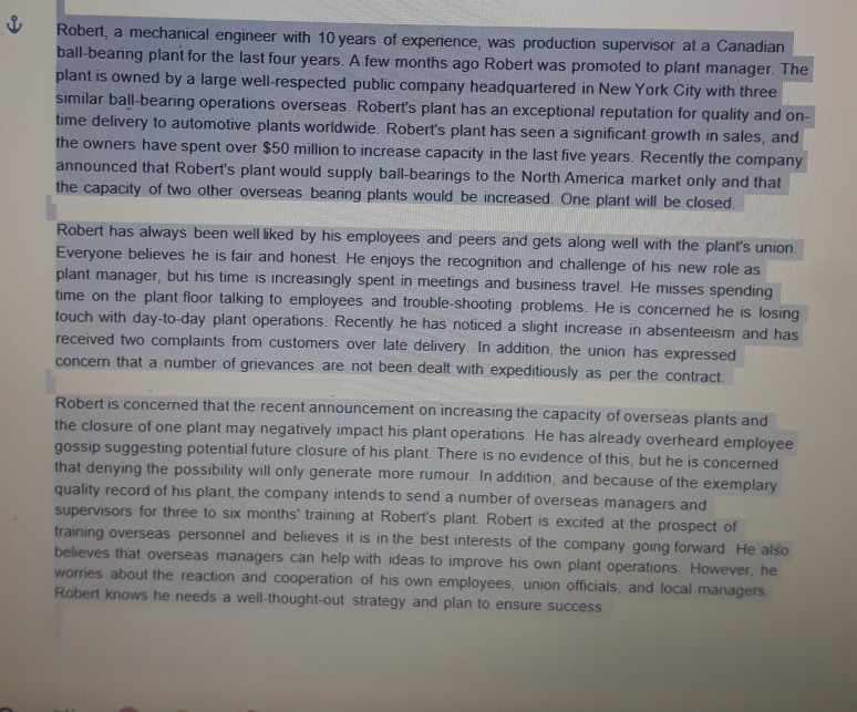 1. What does Robert need to do on a personal