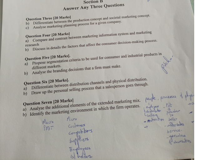 answer all the six questions Section B Answer Any
