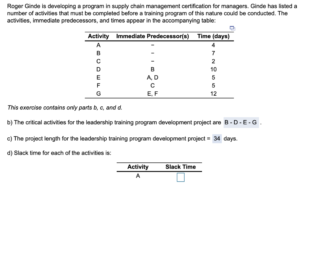 Could also show me how do you find the slack