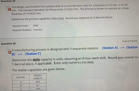 Question 25 The design specifications for a