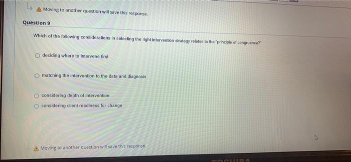 Moving to another question will save this