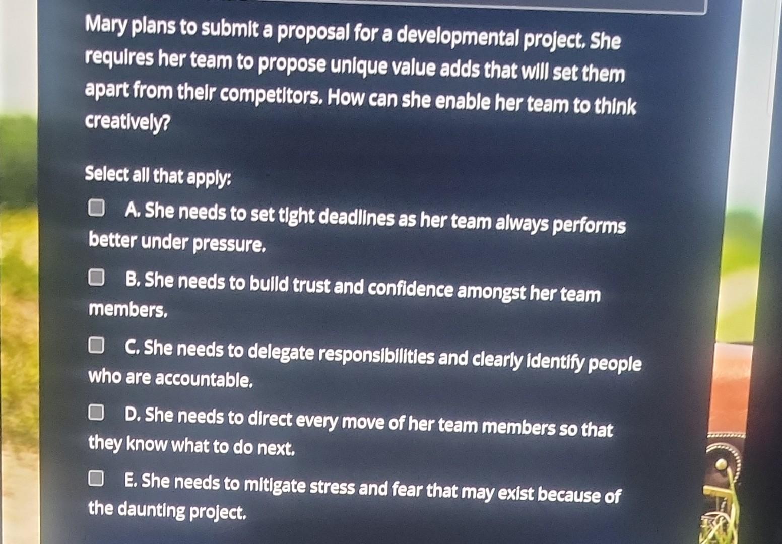 Mary plans to submit a proposal for a