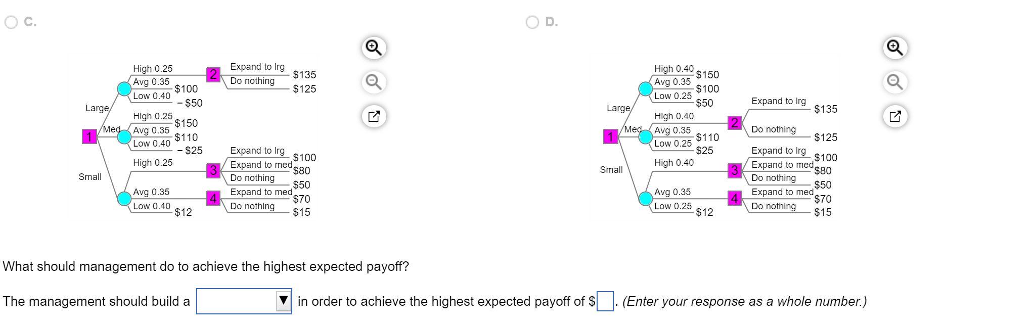 The choices from the drop-down menu are: "large