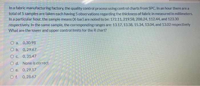 In a fabric manufacturing factory, the quality