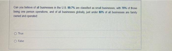 Can you believe of all businesses in the U.S.