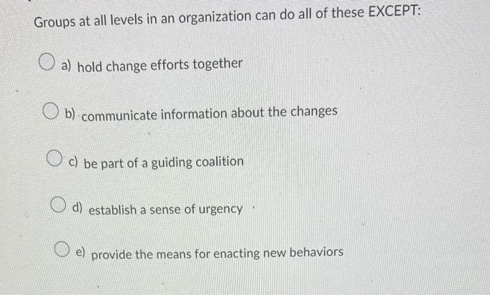 Groups at all levels in an organization can do