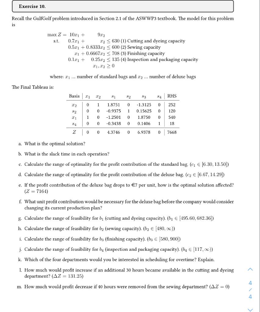 Exercise 10. Recall the GulfGolf problem