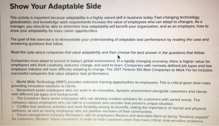 Show Your Adaptable Side This activity is