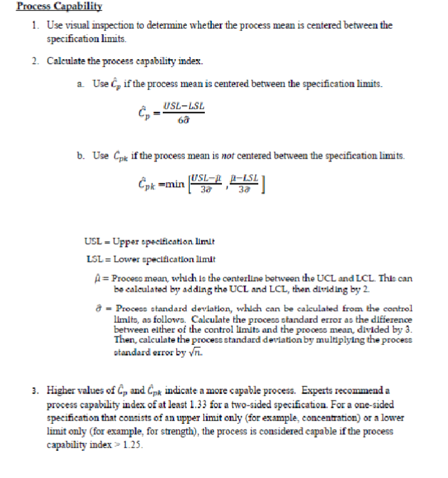Calculate process mean (X-bar) and average range