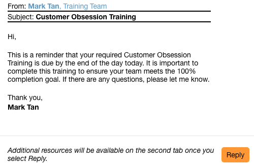 From: Mark Tan, Training Team Subject: Customer