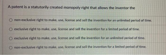 The first step in the patent process is for a