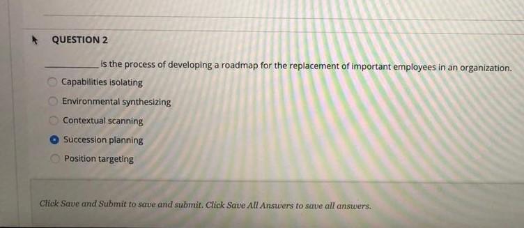 QUESTION 2 is the process of developing a roadmap
