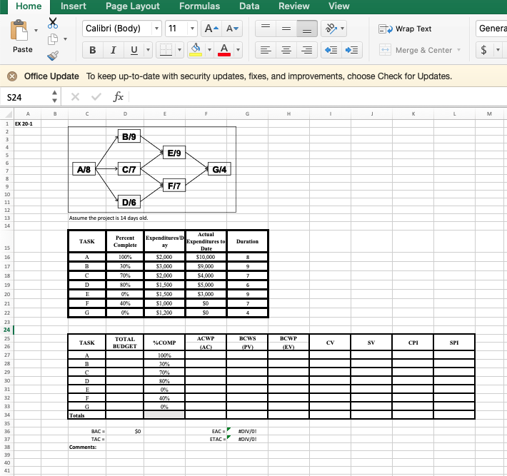 Fill in Charts. Home Insert Page Layout Formulas