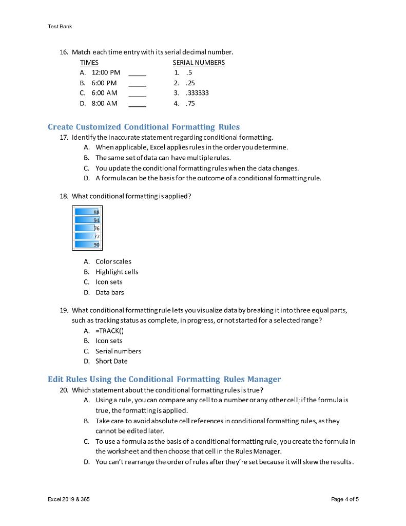 16. Match each time entry with its serial decimal