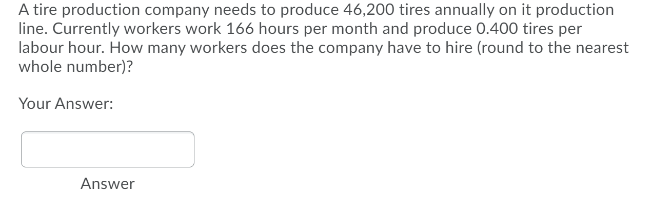 A tire production company needs to produce 46,200