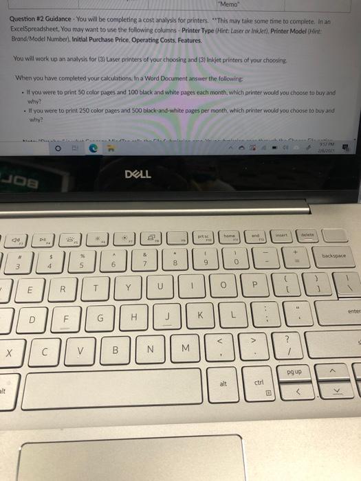 "Memo Question #2 Guidance - You will be