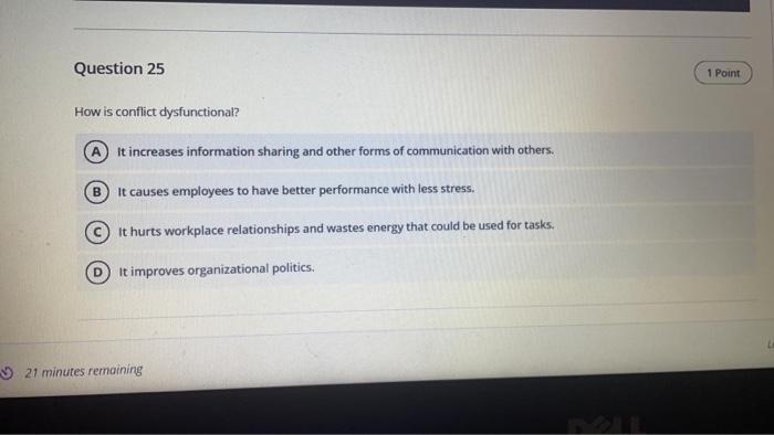 Question 25 1 Point How is conflict
