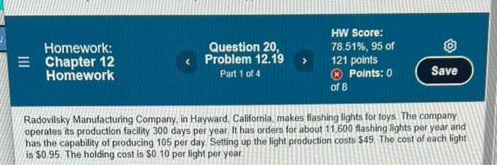 Question 20. Chapter 12. Do all 1-4 Parts. Please