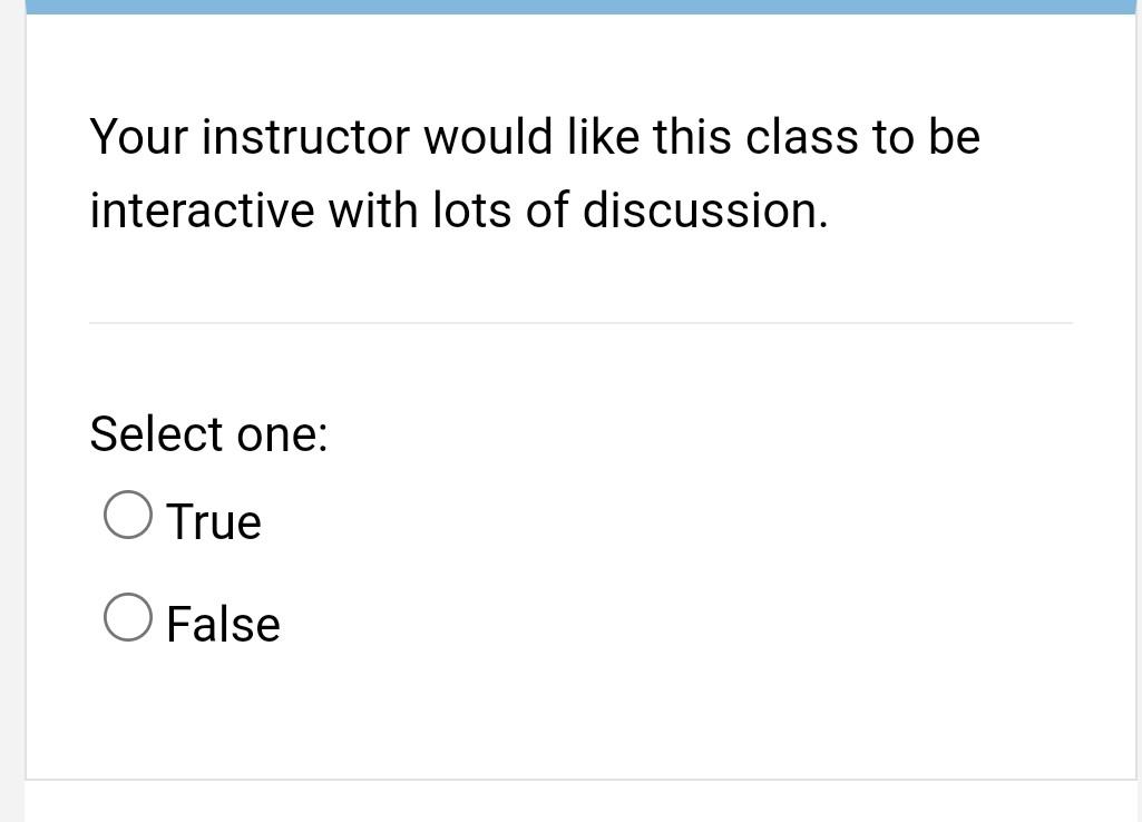Your instructor would like this class to be