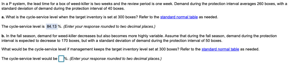 In a P system, the lead time for a box of