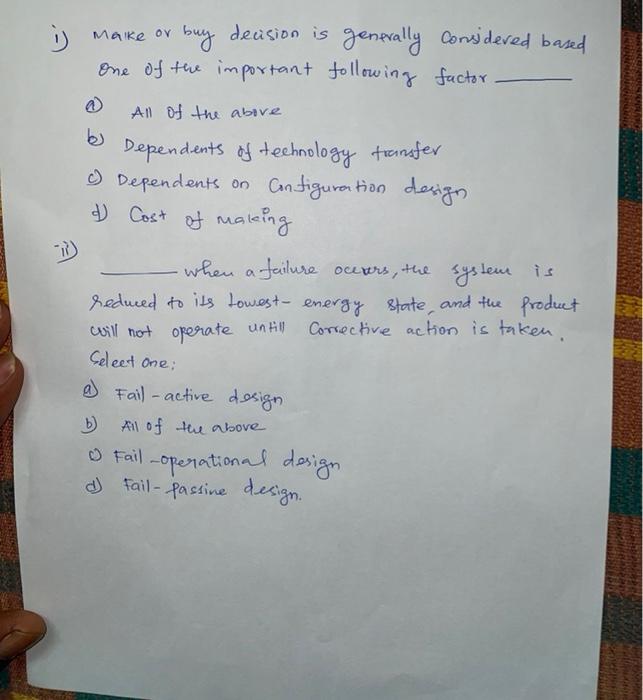 y make or buy decision is generally considered