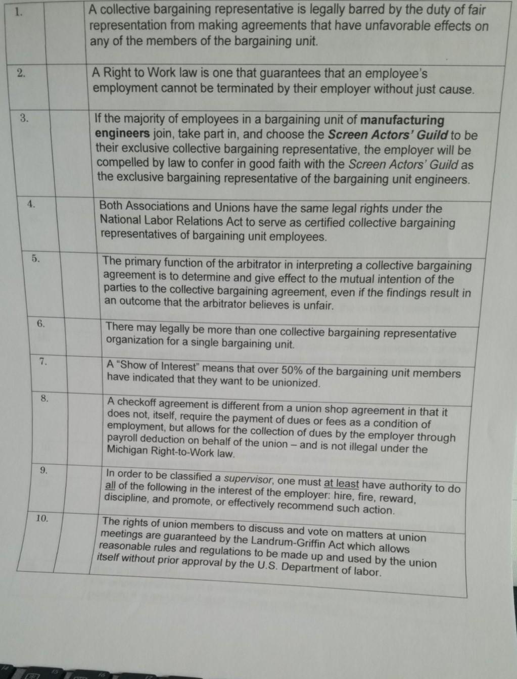 Answer by True or False 1. A collective