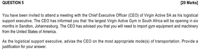 please answer question 5 in full worth 20marks