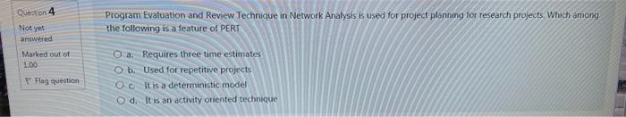 Questo 4 Program Evaluation and Review Technique