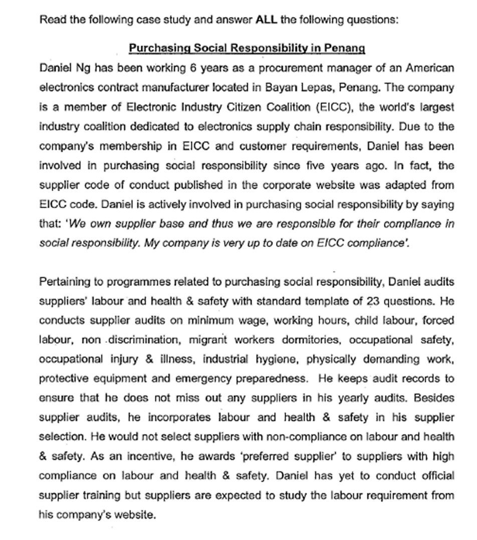 Part A Question 1 a) Explain how the purchasing