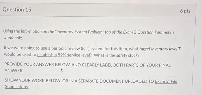 Inventory System Problem Parameters 2 3 Daily