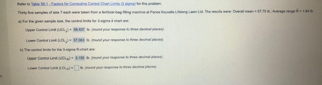 Refer to Table $6.1. Factors for Computing
