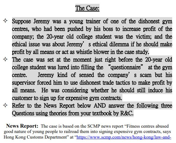 Guideline: First, read the case below. You are