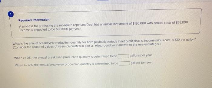 only information given Required information A