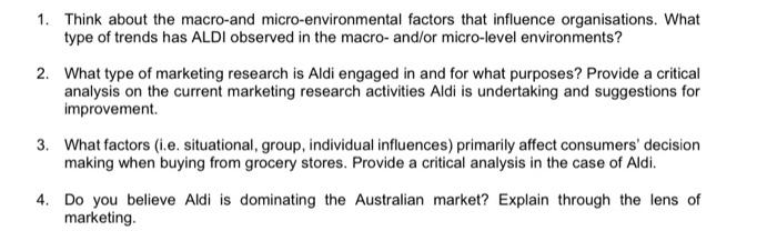 ALDI Grocery store in Australia 1. Think about