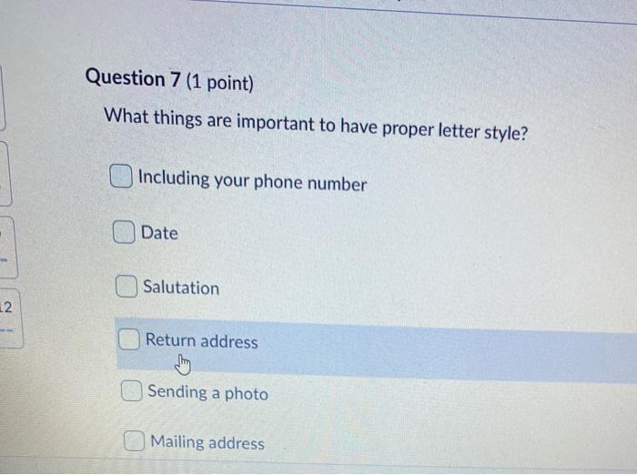 Question 3 (1 point) Saved A typical email