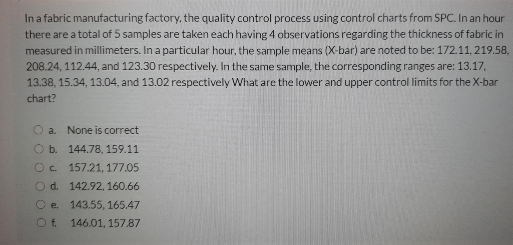 In a fabric manufacturing factory, the quality