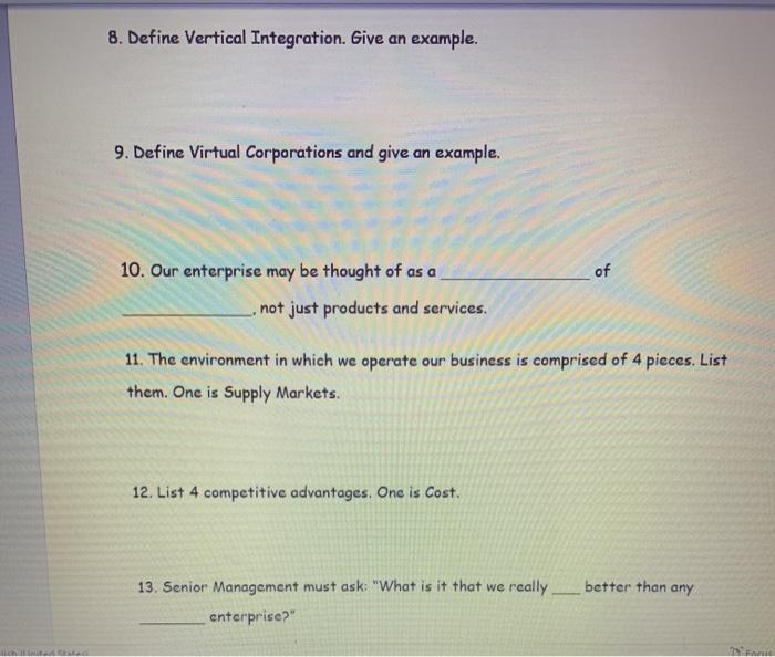 8. Define Vertical Integration. Give an example.