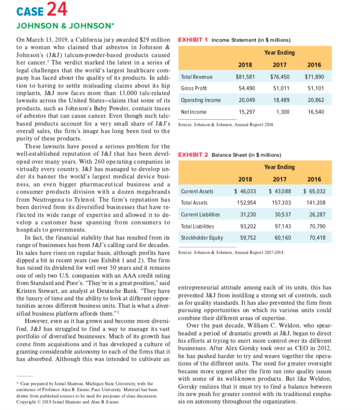 Johnson & Johnson Case Analysis 1. What factors