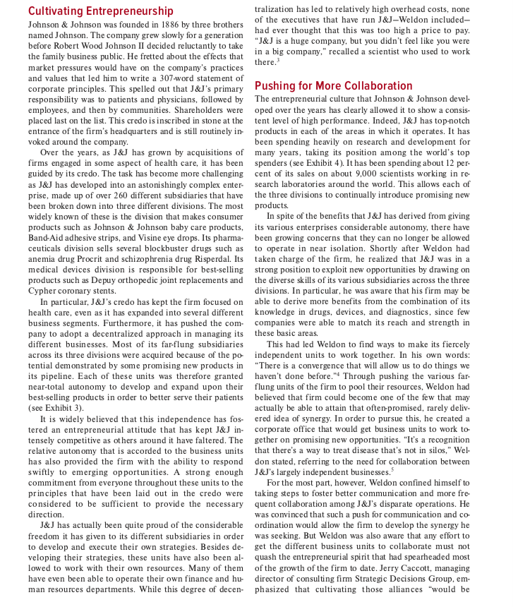 Johnson & Johnson Case Analysis 1. What factors